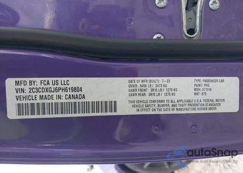 2023 Dodge Charger Scat Pack from USA, damaged, VIN 2C3CDXGJ6PH619804
